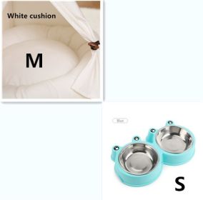 cat kennel wooden pet nest (Option: White cushion-Set2)