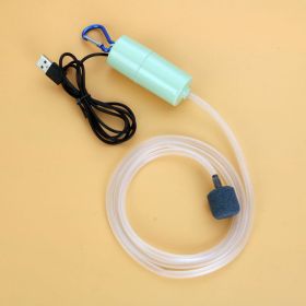 Aquarium Fish Tank USB Oxygen Air Pump Mute Energy Saving Supplies Portable Mini Aquatic Terrarium Fish Tank Accessories (Color: Green)