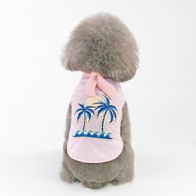 Coconut tree embroidery from pet clothing (Option: Pink-L)