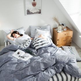 Cotton four-piece bed-lily print fashion simple cotton (Option: D-Quilt160x210cm)