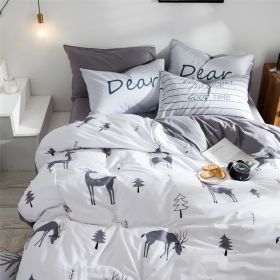Cotton four-piece bed-lily print fashion simple cotton (Option: C-Quilt160x210cm)