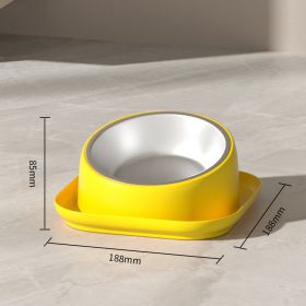 Cat Bowl Oblique Dog Food Anti-tumble (Color: Yellow)