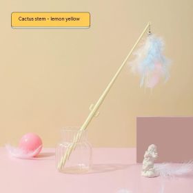 Corn Cat Teaser Feather Bell Rod (Option: Cactus Yellow-Independent Opp Packaging)