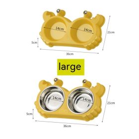 Pet Double Bowl Cat Bowl Removable Stainless Steel (Option: No Liner Double Bowl-Large Yellow)