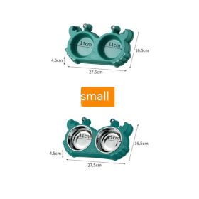 Pet Double Bowl Cat Bowl Removable Stainless Steel (Option: No Liner Double Bowl-Small Green)