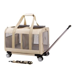 Large Pet Trolley Bag Cat (Option: Beige Breathable Type-Average Size)
