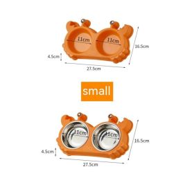 Pet Double Bowl Cat Bowl Removable Stainless Steel (Option: No Liner Double Bowl-Small Orange)