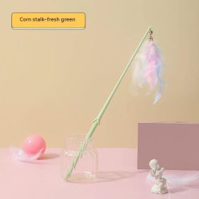 Corn Cat Teaser Feather Bell Rod (Option: Corn Green-Independent Opp Packaging)