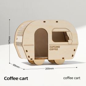 Hamster Special Shelter Wooden Nest Furniture Wooden Room Wooden House Toy (Option: Coffee Cart)