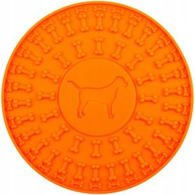 Pet Licking Mat For Silicone Shower (Option: orange-Round Thin)