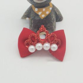 Pet Supplies Head Flower Head Elastic Bow Hair Accessories (Option: Big Red-38mm)
