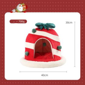 Cat Nest Large Space One Nest Dual-use Christmas Pet Bed Fully Enclosed Small Dog Kennel (Option: Jingling Bell)