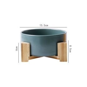 Large Capacity High Stand Ceramic Pet Bowl (Option: Matte Green Circle Bowl)