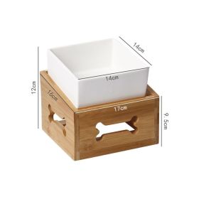 Large Capacity High Stand Ceramic Pet Bowl (Option: Bright White Square Bowl)