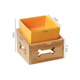 Large Capacity High Stand Ceramic Pet Bowl (Option: Matte Yellow Square Bowl)