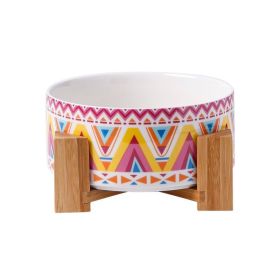 Large Capacity High Stand Ceramic Pet Bowl (Option: Bohemian Powder Round Bowl)