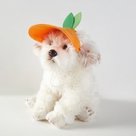 Pet Sunshade And Sunscreen Strap Orange Shape Hat (Option: Orange-M)