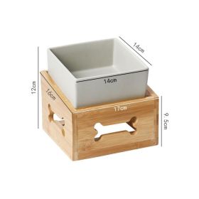 Large Capacity High Stand Ceramic Pet Bowl (Option: Matte Gray Square Bowl)