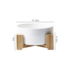 Large Capacity High Stand Ceramic Pet Bowl (Option: Bright White And Round Bowl)