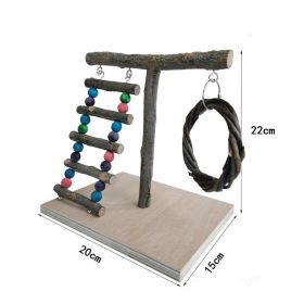 Solid Wood Parrot Station Frame Training Bird Shelf Parrot Toys (Option: Section B)