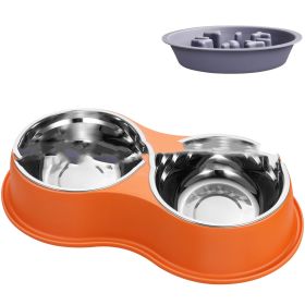 Pet Slow Feeding Bowl Removable Dogcat (Color: Orange)