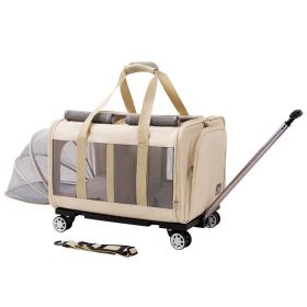 Large Pet Trolley Bag Cat (Option: Beige-Average Size)