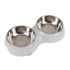 Round Two-in-one Pet Double Bowl Dual-use Cat Bowl (Option: gray stainless steel)