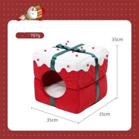Cat Nest Large Space One Nest Dual-use Christmas Pet Bed Fully Enclosed Small Dog Kennel (Option: Christmas Gift Box)