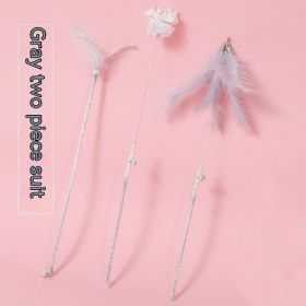 Toy Cat Wand Set Feather Bell (Color: Grey)