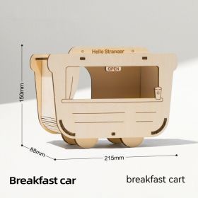 Hamster Special Shelter Wooden Nest Furniture Wooden Room Wooden House Toy (Option: Breakfast Cart)