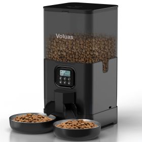 Household Pet Intelligent Automatic Double Meal Feeder (Option: 6L Black Transparent Double Me-AU)