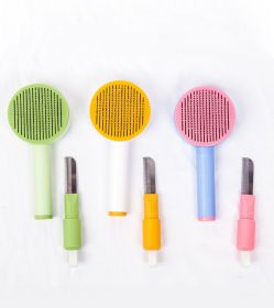 Pet Comb Curved Needle Massage Comb Cat Dog Hair Removal Brush Special Comb For Cleaning Long Hair (Option: Creamy yellow-Two in one style)