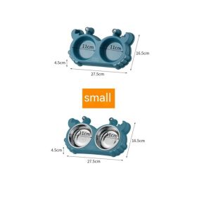 Pet Double Bowl Cat Bowl Removable Stainless Steel (Option: No Liner Double Bowl-Small Blue)