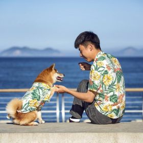 Pet Clothes Beach Casual Shirt Man Dog Parent-child Outfit (Option: Yellow-Dog Outfit 8XL)