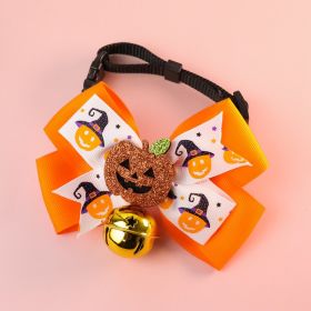 Pet Cat Small Dog Pumpkin Bow Tie Big Bell Decorations (Option: Orange Bell-M28to43cm)