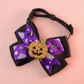 Pet Cat Small Dog Pumpkin Bow Tie Big Bell Decorations (Option: Black-L34to56cm)