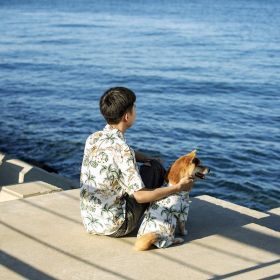 Pet Clothes Beach Casual Shirt Man Dog Parent-child Outfit (Option: White-Dog Outfit 8XL)